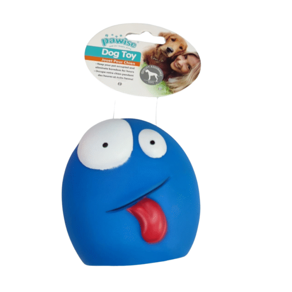 Juguete Monstruito Azul de Goma Con Chifle