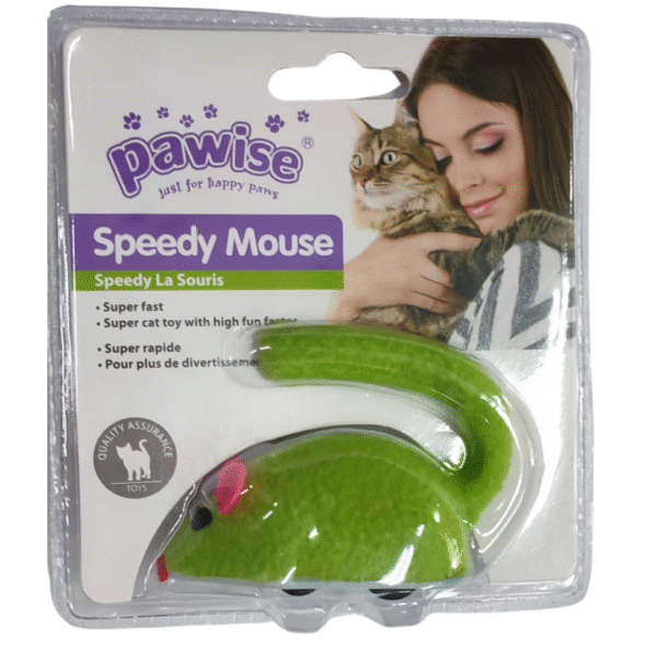 Juguete Raton Con Rueditas Para Gato Color Verde