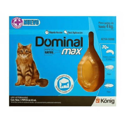 Pipeta Antiparasitaria Para Gatos Dominal Max -4 Kg