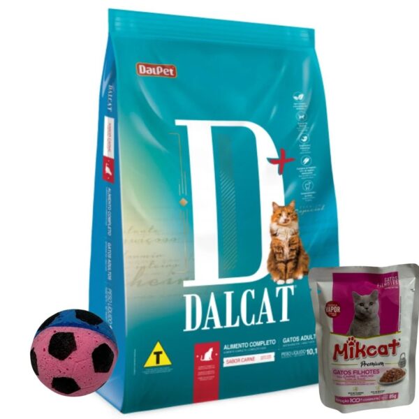 Alimento Dalcat Adulto 10 Kg + Mikcat 85 Grs Y Pelotita