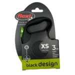 Correa Flexi XS Maximo 8 Kg 3 Metros de Cordon Color Negra Con Boton Verde