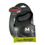Correa Flexi M Maximo 20 Kg 5 Metros De Cordon Color Negra Con Boton gris