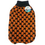 Buzo De Lana Para Perros A Cuadros Naranja Y Negro Talle M 40 Cm